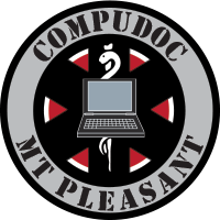 Compudoc Logo - Caduceus and Computer - Right Side.